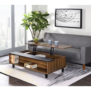 Lift-Top Coffee Table with Hidden Storage and Tapered Wood Legs for Living Room - 1 of 4