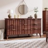 Modern Fluted Dresser for Bedroom, 60.6" Wide 9 Drawer Walnut Chest, Wood Dresser TV Stand with Curved Design for Living Room or Kids Room - 3 of 4