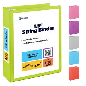3 Ring Binder Clear View Cover with 2 Inside Pockets, Colored School Supplies Office and Home Binders – by Enday - 1 of 4
