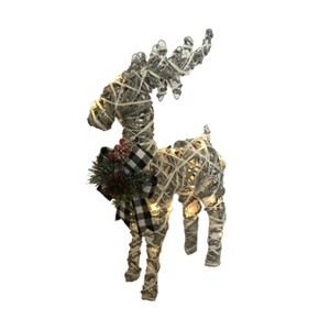 Season's Designs Christmas 24In Gray Rattan With White Cotton Deer - 1 of 1