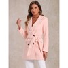 INSPIRE CHIC Women's Notch Lapel Double Breasted Belted Mid Long Outwear Winter Coat - 2 of 4