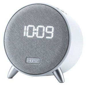 iHome Bluetooth Alarm Clock with Dual USB Charging and Nightlight - White/White - 1 of 4