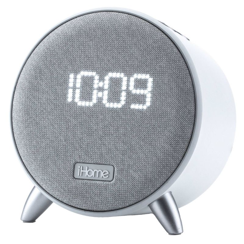 iHome Bluetooth Alarm Clock with Dual USB Charging and Nightlight - White/White, 1 of 13