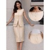 INSPIRE CHIC Women's Summer Button Boat Neck Sleeveless Waistcoats and Sheath Skirt Suit Set 2 Pieces - 2 of 4