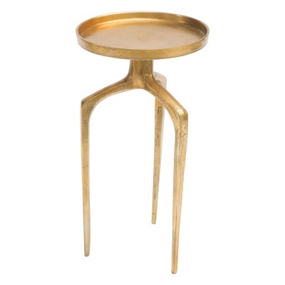 Antique Gold Round Metal Nesting Tables, Set of 2