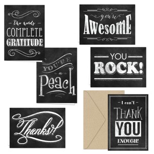 36ct Typography Black Chalkboard Thank you Card: Assorted Pack, Stationery, Offset Printing, Gummed Flap, Canopy Street - 1 of 1