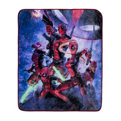 Silver Buffalo Marvel Comics Deadpool Corps Raschel Throw Blanket | 50 x 60 Inches