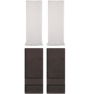 REGALWOVEN 4 Pcs Bathroom Decorative Cotton Soft Absorbent Sold Striped Hand Towel - 1 of 4