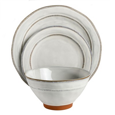 Gibson Elite Gray and Terracotta Ceramic Dinnerware Set, Service for 4