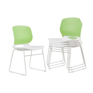 Racxily Set of 4 Stacking Chairs, Polypropylene Seat with Fiberglass Back - 1 of 4