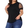 Agnes Orinda Women's Plus Size Crew Neck Mesh Short Sleeve Summer Casual Blouse - 2 of 4