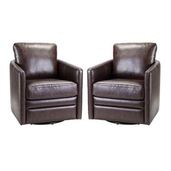 Set of 2 Hugo Transitional Wooden Upholstered Swivel Chair With Metal Base For Bedroom And Living Room| Artful Living Design