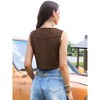 INSPIRE CHIC Women's Collarless Faux Suede Fringe Button Down Vintage Sleeveless Cropped Waistcoat - 3 of 4