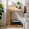 Hommoo C-Shaped Narrow End Table Rustic Brown - 2 of 4