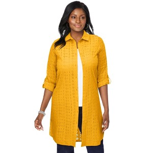 Jessica London Women's Plus Size Eyelet Mega Tunic - 1 of 4