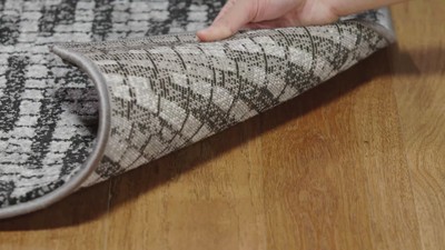 Charcoal and Blue Abstract Hand-Knotted Synthetic Area Rug