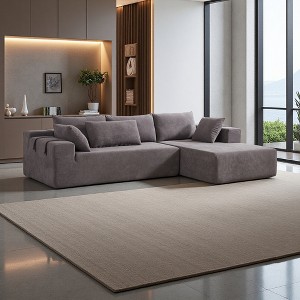 108" Chenille Modular L-Shaped Sectional Sofa with Right Chaise & 6 Pillows - 1 of 4