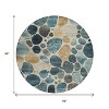 Teal Blue Beige And Ivory Geometric Washable Indoor Outdoor Area Rug - 3 of 4