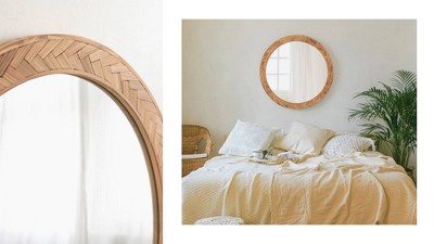 Braywood 24"x36" Rustic Brown Chevron Wood Rectangular Mirror