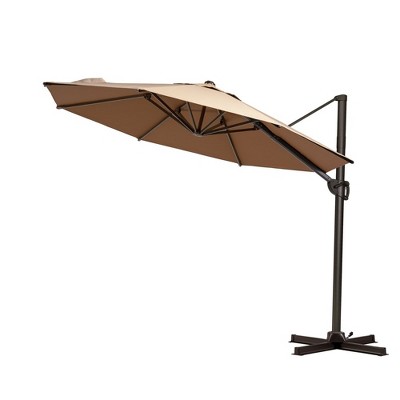 Crestlive Products 10FT Patio Cantilever Umbrella UV30+ Round with 360°Rotation 6 Heights Adjustable Pole Offset Cantilever Outdoor Umbrella