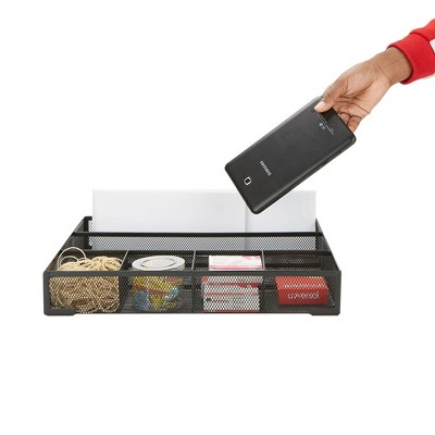 Mind Reader Mind Reader 2 Piece Mesh Deep Drawer Organizer, Desk Accessories Organizer, Black Wire Mesh 6 Compartments, Storage Drawer Organizer, Black