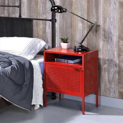 Gemma 19" Red Metal Nightstand with USB Charging Port