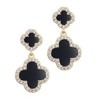 Adornia 14k Gold Plated Double Black Clover CZ Drop Earrings - 4 of 4