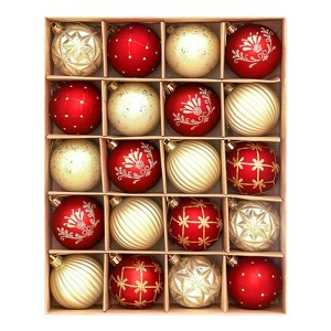 20ct Christmas Ball Ornaments, 2.36"/6cm Shatterproof Plastic Christmas Baubles, Hanging Decorations for Xmas Tree, Holiday, Wedding, Party - 1 of 4