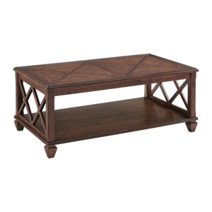 45" Bridgton Wood Coffee Table Cherry - Alaterre Furniture: Mid-Century Modern, Lower Shelf - 1 of 4