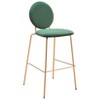Zuo Modern Odessa Tall Barstools Set of 2, Green Velvet Upholstery with Gold Steel Frame, 43.3"H - 3 of 4