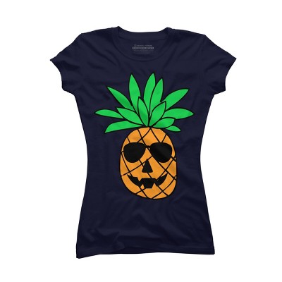 Junior's Design By Humans HALLOWEEN PINEAPPLE PUMPKIN THEMED By Ujangkasep T-Shirt