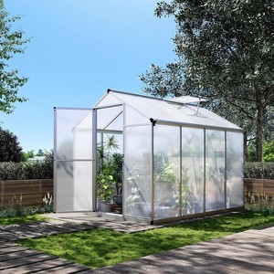 Sturdy Greenhouse, 6.25'x8' Shatterproof Polycarbonate with Large 24"x23" Roof Vent, Easy Setup - 1 of 4