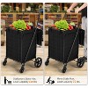 Large Folding Shopping Cart with Wheels, Double-Basket Collapsible Grocery/Utility Cart with Locking Latch for Laundry, Luggage & Camping - 4 of 4