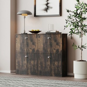 Syemin Shoe Racks Shoe Cabinet, Cabinet Storage for Entryway, Hidden Slim Narrow Shoe Rack Cabinet, Freestanding Shoe Rack, Brown, 40.3"*30.9"*9.4" - 1 of 4