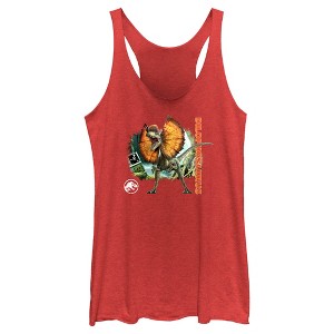 Women's Jurassic World: Dominion Dilophosaurus Dinosaur in the Wild Racerback Tank Top - 1 of 4