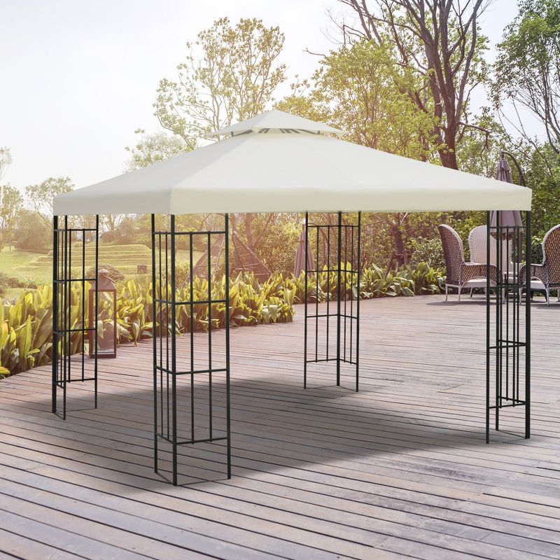 Outsunny 9.8' x 9.8' Gazebo Replacement Canopy, 2-Tier Top Cover for 9.84' x 9.84' Outdoor Gazebo Models 01 -0153 & 100100-076, Cream (TOP ONLY), 2 of 7
