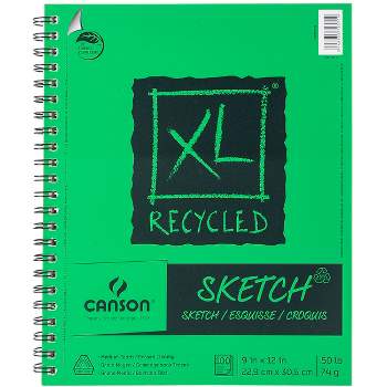 Canson XL Recycled Side Spiral Sketch Paper Pad 9"X12"-100 Sheets