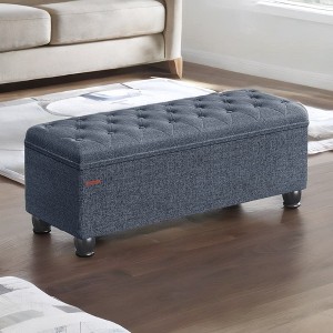 SONGMICS Storage Ottoman Bench Long Bed End Stool with Storage 330.6 lb Load Capacity Solid Wood Legs - 1 of 4