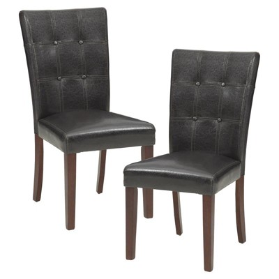 Espresso Faux Leather Upholstered Dining Side Chair with Wood Legs