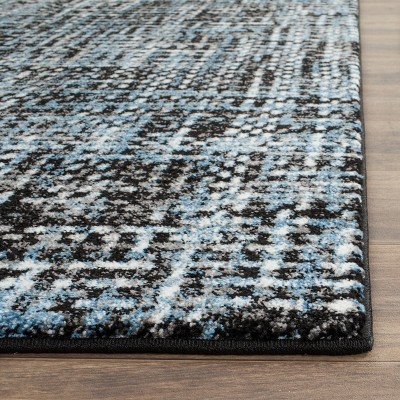 Charcoal and Blue Abstract Hand-Knotted Synthetic Area Rug