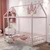 Streamdale Twin Size Metal Bed House Bed Frame with Fence, for Kids, Teens, Girls, Boys, Pink - 2 of 4