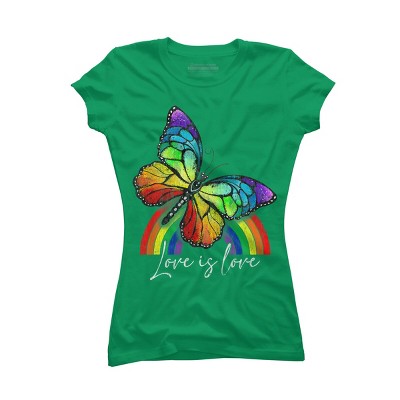 Adult Design By Humans Love is Love Butterfly Rainbow Pride By SummerFunnyT-Shirt