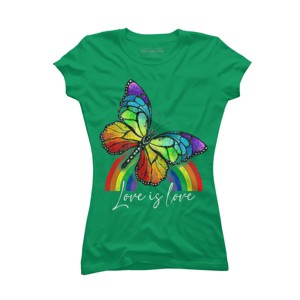 Adult Design By Humans Love is Love Butterfly Rainbow Pride By SummerFunnyT-Shirt - 1 of 2