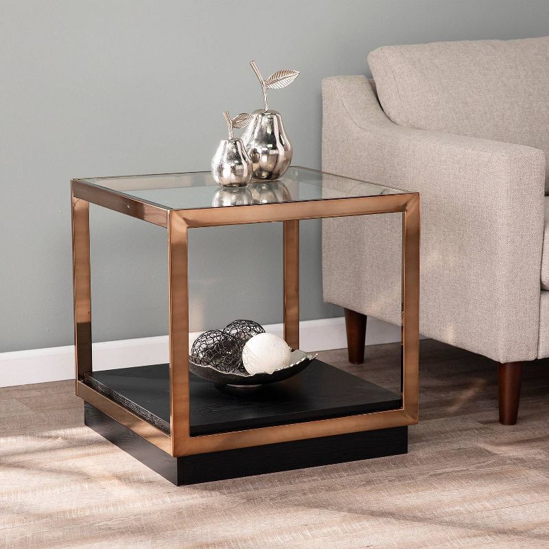 Lexing Glass Top End Table Champagne - Aiden Lane, 1 of 7