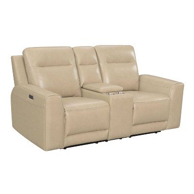 Steve Silver Co. Doncella Power Recliner Console Loveseat Sand: Upholstered Sofa, Iron & Plywood Frame