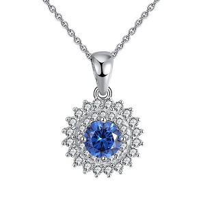 Round Pendant Necklace for Women London Blue Cz Sterling Silver Womens Ginger Lyne Collection - 1 of 4