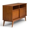 54" Solid Rubberwood Hardwood Mid Century Modern Tall TV Media Stand with Cord Management, Sliding Doors and Antique Brass Hardware for Living Room - 4 of 4