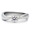 Slickblue Women’s Solitaire Engagement Ring, Silver, 4.25mm CZ, Twisted Band, Polished Stainless Steel, Size 4-10 - 3 of 4