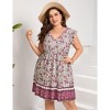 Clearlove Womens Womens Plus Size Casual V Neck Dress V Neck Loose Swing Ruffle Summer Boho Midi Dress with PocketsCasual Dress - 2 of 4