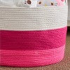 Gulches Cotton Round White Pink Laundry and Storage Basket£¬Pink+White - 4 of 4